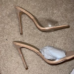 Nude rhinestone heels